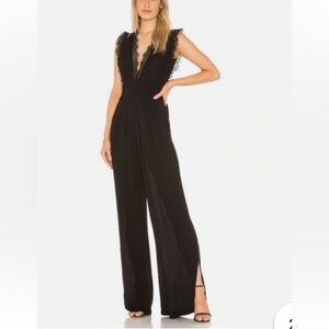 Free People Black Lace WideLeg Jumpsuit Fairy Goth Whimsical Punk Women’s size 4